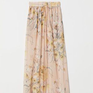 H&M Wide-leg Pants Light beige/floral